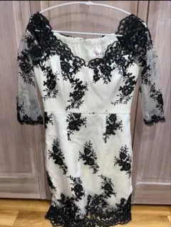 値下げ！早い者勝ち！an♡アイボリー ブラック レース ミニドレス