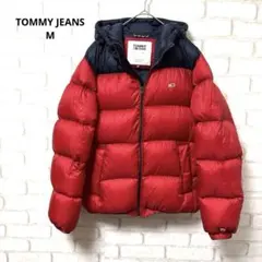 TOMMY JEANS フード付きダウンジャケット 赤　ネイビー　M