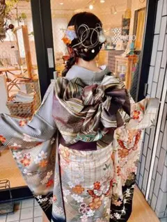 Ashy 振袖 フルセット 花柄 黒 赤 成人式 - メルカリ