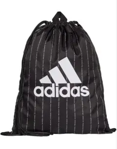 adidas ビッグロゴ ジムバッグ ブラック　ナップサックのサムネイル