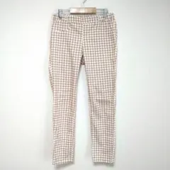 GU　ジーユー　レギンススキニーパンツ【Ｍ】千鳥格子　白☓薄茶　ウエストゴム