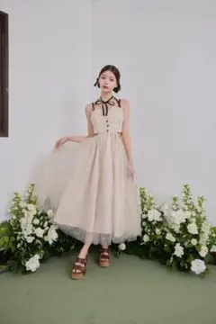 TreatUrself Dot tulle ribbon long dress - メルカリ