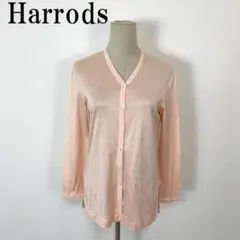 ハロッズ 長袖カーディガン ピンク オレンジ 綿100％ M B1542