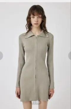 MOUSSY リブニット ワンピース グレー