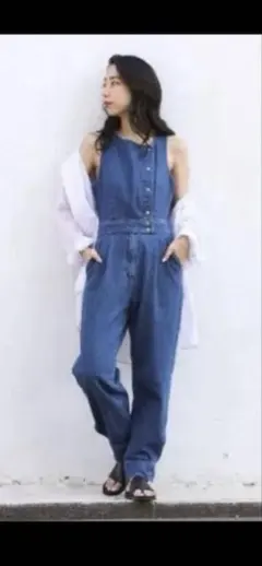 シマロン　バッククロスサロペット　クロスデニムブルー クロスバックオーバーオール