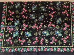 Vintage 花柄ストール ウール ハンドプリント ロシア