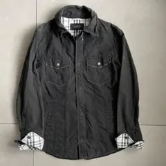 バーバリーブラックレーベル コットン ウエスタンシャツ ノバチェック ブラック