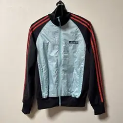 old adidas ジップアップジャケット 水色/黒