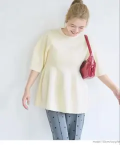 cocaペプラム半袖ニット　アイボリー　L