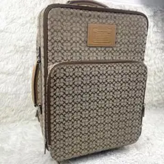 極美品‼️COACH コーチ　キャリーケース　シグネチャー　キャンバス　レザー