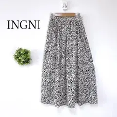 イング 【M】レオパード柄 ロングフレアスカート　ウエストゴムのサムネイル