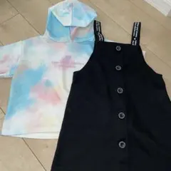 ジャンバースカート タイダイ柄パーカー セット