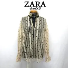 MY0464▲ZARA▲ザラ トップス ブラウス レース ドット柄 XS　シアー