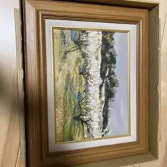 風景画 油彩画 木製フレーム 約50x40cm