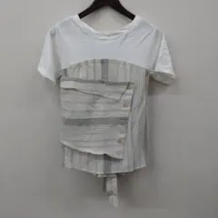 (4)AZUL by moussy ホワイト ストライプ 半袖Tシャツ