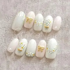 No.1185 現品販売！ネイルチップ　フラワー/ブライダル/ピンク