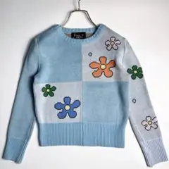 美品　サイコアパレル　フラワーパターン　バイカラー　ニット　セーター　M