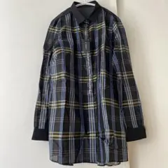 新品タグ付き Gabardine K.T シルク100% チェック柄 長袖シャツのサムネイル