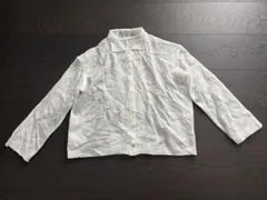 刺繍入りの白長袖シャツ★クロシェMサイズ