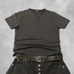 00s archive grunge henley gray tee y2k - メルカリ
