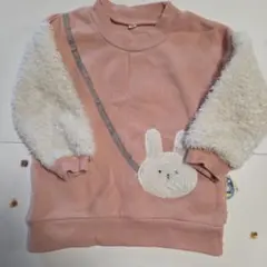ウサギ刺繍付きトレーナー 95cm ピンク
