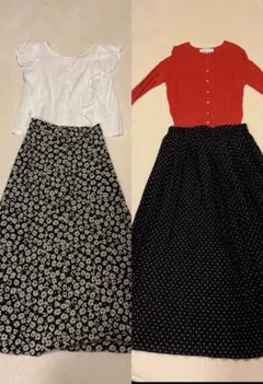 まとめ売り‼️レディース　白　黒　オレンジ　赤　黒　ドット　花柄　フリル　夏　春