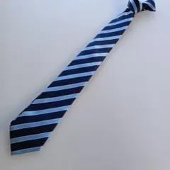 【美品】ノーブランド ネクタイ 紺色×水色 レジメンタルストライプ【n5362】