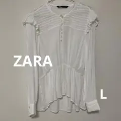 ZARA ホワイト ブラウス 長袖 フリルのサムネイル