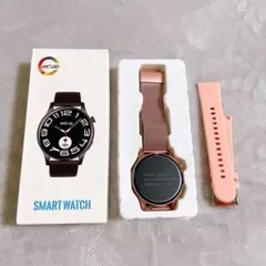 スマートウォッチ 1.43インチ AMOLED 通話機能付き レディース ピンク