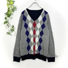 ビューティーアンドユース ユナイテッドアローズ ニット Vネック アーガイル柄