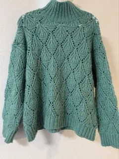 ZARA 透かし編みセーター ミントグリーンSサイズ