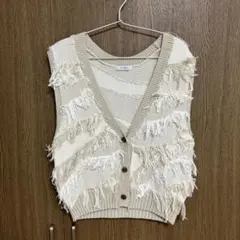 JEANASIS フリンジニットベスト ベージュ Fのサムネイル