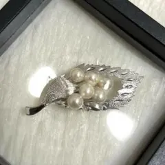アコヤ真珠 ブローチ パールブローチ シルバー