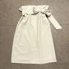 green label relaxing　アイボリー ウエストリボン スカート