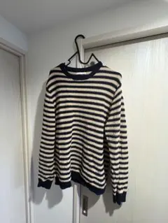 ZARA ボーダーニット　メンズ　Mサイズ　ブルーホワイト