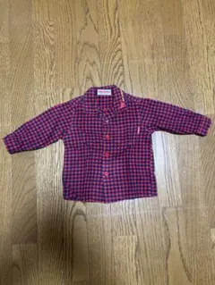ミキハウス 赤青チェック 長袖ネルシャツ 80cm