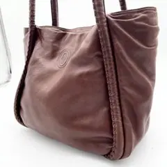 POLINI ショルダーバッグ　レザー　ブラウン　ロゴ型押し　ゴールド金具のサムネイル