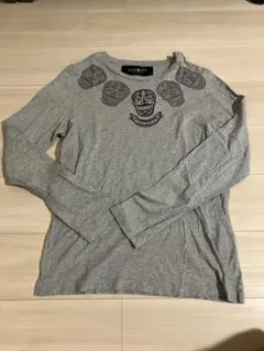 HYDROGEN スカル刺繍 ロングTシャツ グレーのサムネイル