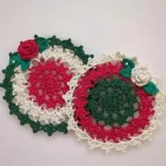 レ―ス編みドイリー２枚セット