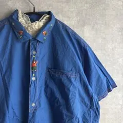 古着　ヴィンテージ レトロ　総柄シャツ　刺繍シャツ used ビンテージ　希少のサムネイル