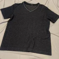 プラスワン Vネック半袖Tシャツ ネイビー 杢柄 ボーダー 00sArchiveのサムネイル