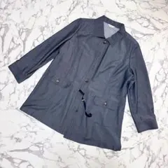 MISSEL LL シャツジャケット デニム風 ネイビー 通勤 アウター 春秋のサムネイル