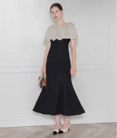 Leja オフショルダーパフスリーブバリエマーメイドワンピースロングドレス