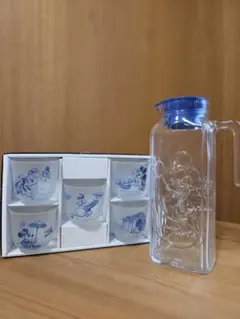 【希少】ミッキー&ミニー ガラスピッチャーとミニグラスセット