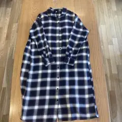 【無印良品】両面起毛フランネルスタンドカラー　シャツワンピースM-L