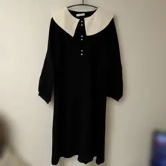 大きいサイズ　長袖ロングワンピース　ブラック