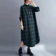 女春秋のゆったり長袖リネンの中に長いスカート4