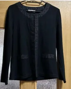 黒 カーディガン ラメ入り 長袖 レディース