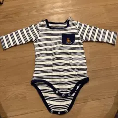 ストライプ柄ロンパース 70 くま　ベア　コンビ　combi 長袖