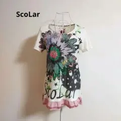 ScoLar　花柄　裾フリル　デザイン　カットソーのサムネイル
